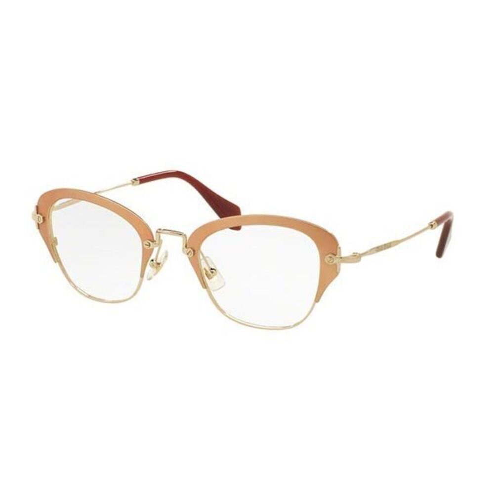 NWT Miu Miu MIU-MIU 0MU-53OV-OF0101 Gold Cat-Eye 50mm Glasses